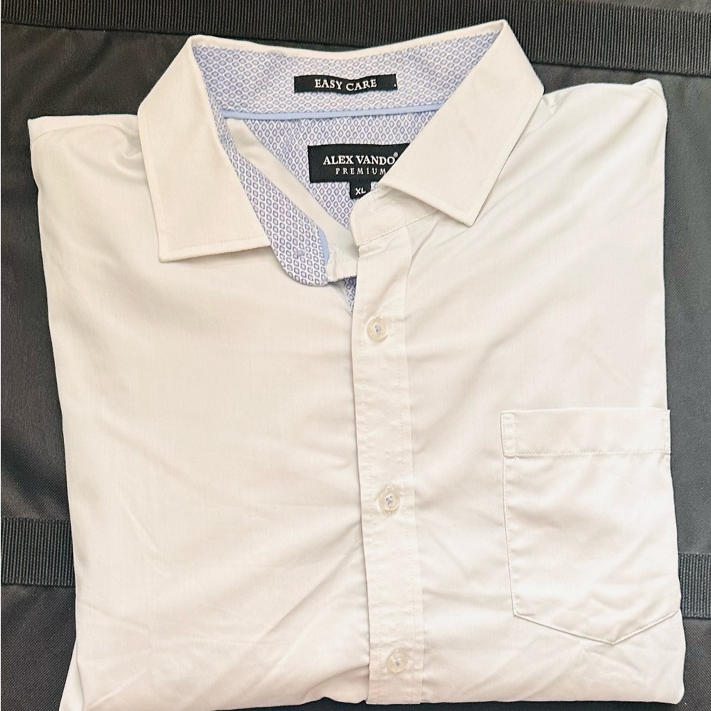 Alex Vando Men's Classic White Dress Shirt Size XL